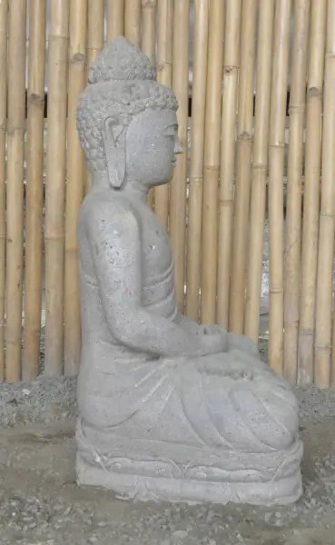 Product image 4 of the product “Seated Buddha made of Riverstone in Dhyana position - gesture of meditation, H.83 cm, natural. ”